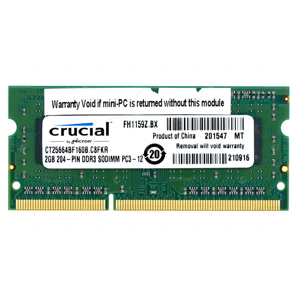 CT25664BF160B.C8FKR CRUCIAL MEMORY 2GB PC3 12800 SODIMM DDR3 FOR LAPTOPS -